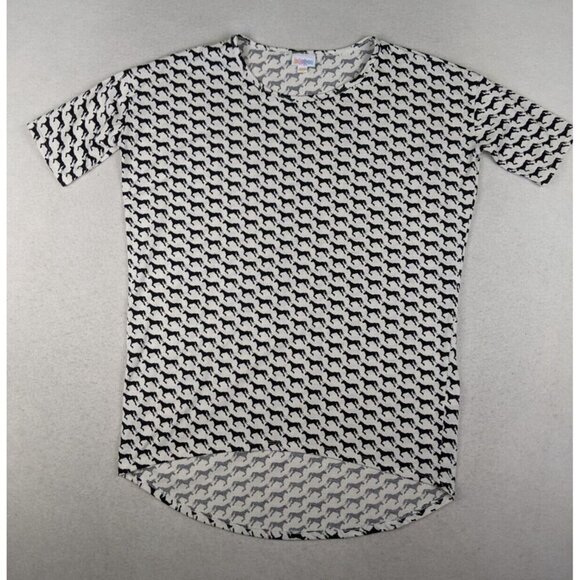 LuLaRoe Women's Top Irma Tunic T-Shirt Black & White Unicorn Print Size XXS - Picture 3 of 13
